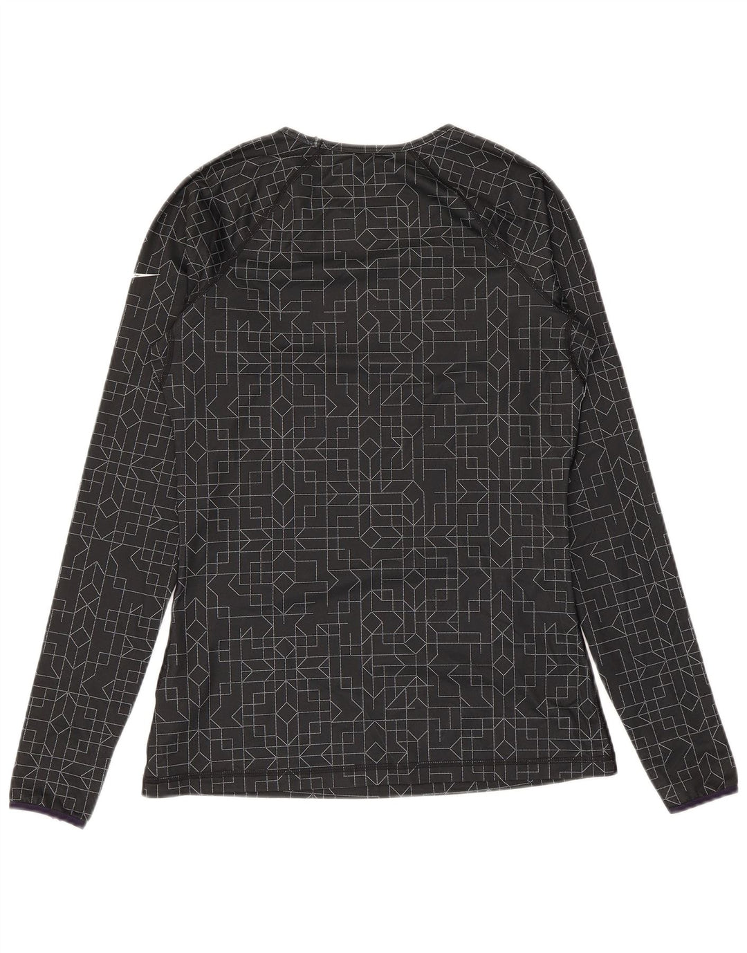 Nike Dri Fit Top manga larga para mujer UK 40 Mediano Negro Geométrico Poliéster