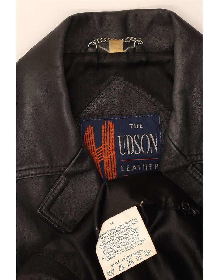 HUDSON Womens Leather Jacket UK 14 Medium Black Leather Vintage Hudson and Second-Hand Hudson from Messina Hembry 