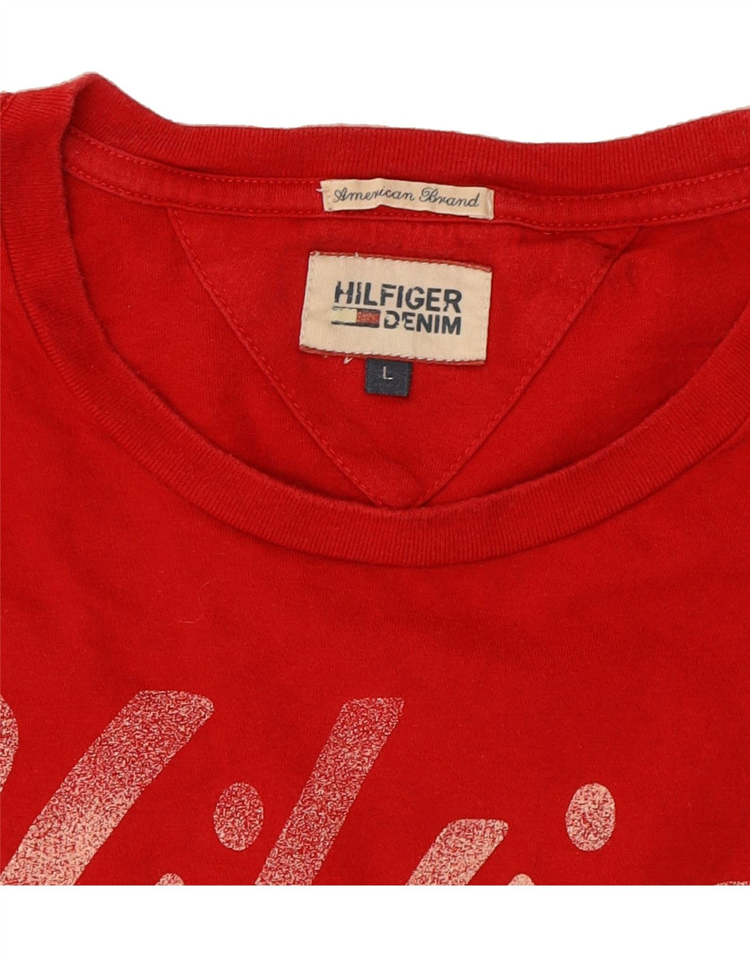 TOMMY HILFIGER Mens Graphic Top Long Sleeve Large Red Cotton Vintage Tommy Hilfiger and Second-Hand Tommy Hilfiger from Messina Hembry 