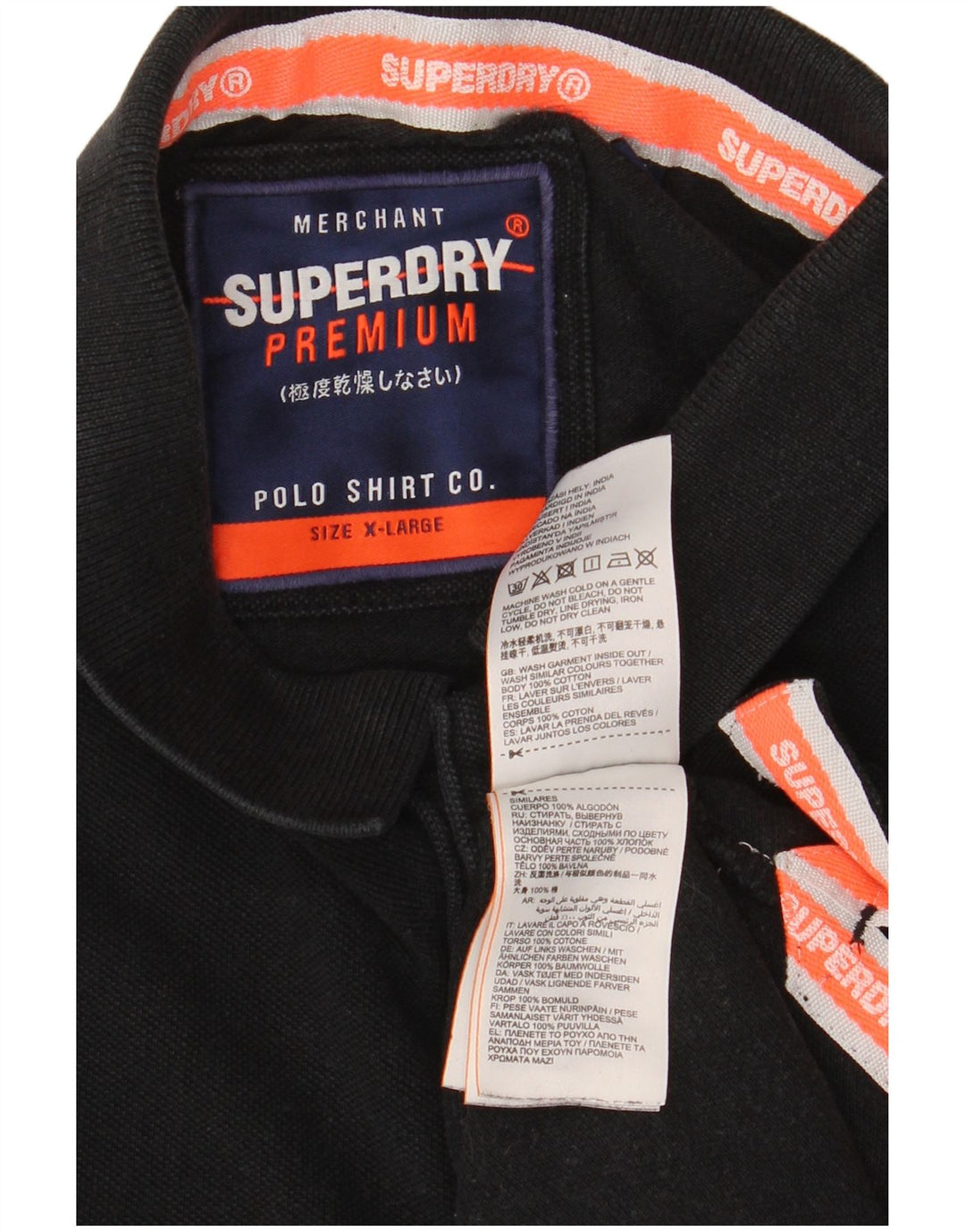 Superdry Polo Gráfico Para Hombre XL Algodón Negro