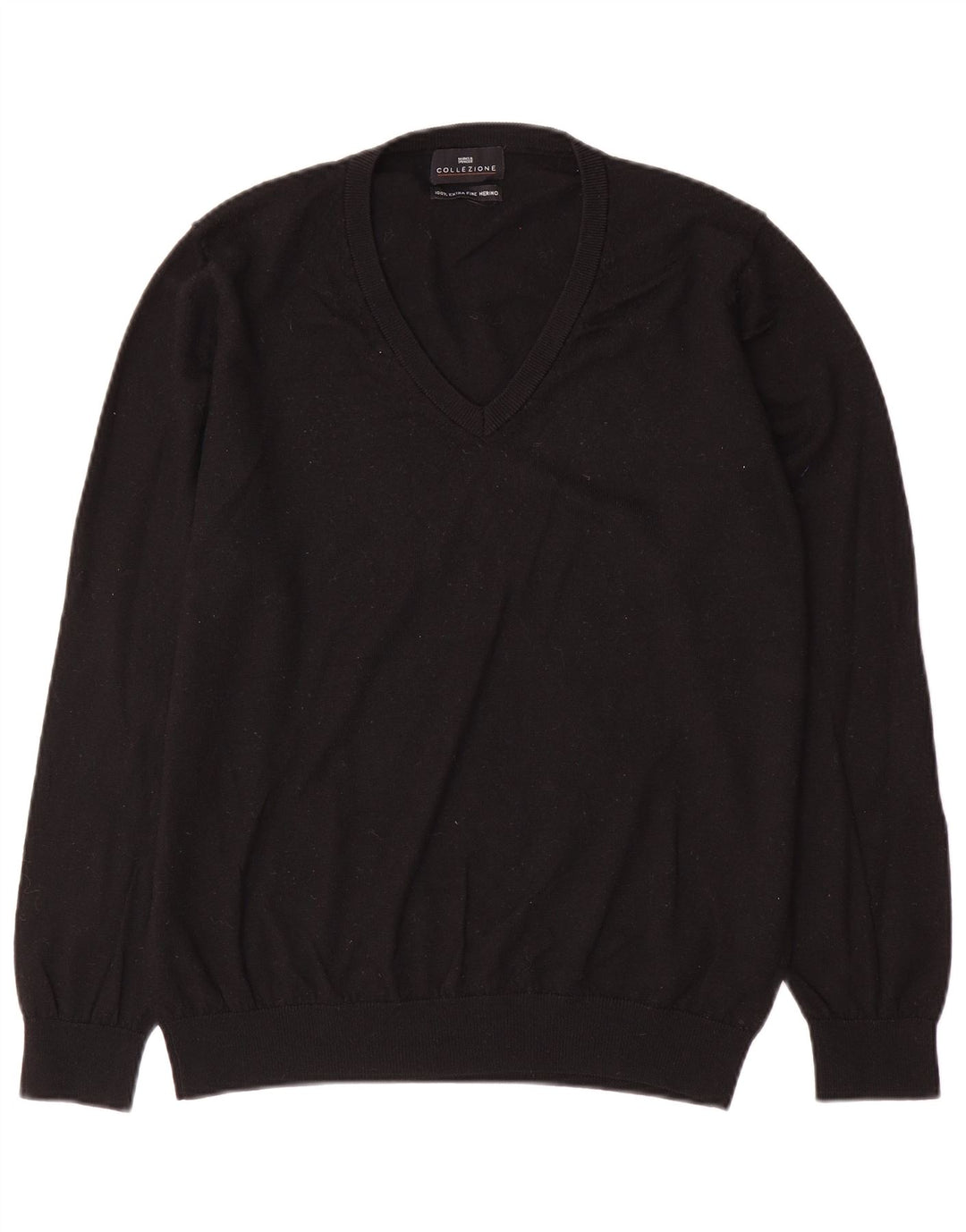 Marks & Spencer - Jersey con cuello en V para hombre, talla grande, lana negra
