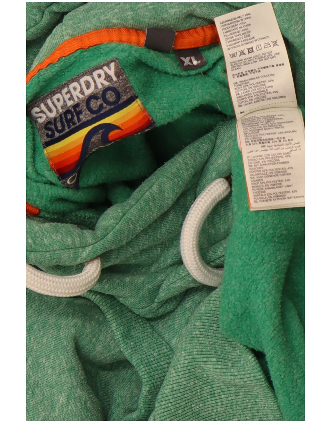 SUPERDRY Jersey con capucha gráfica para hombre XL Poliéster moteado verde