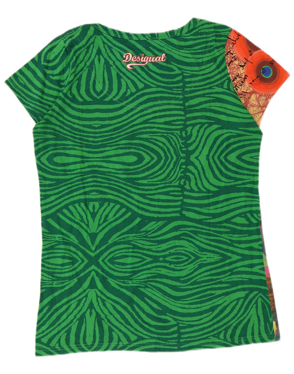 Desigual Mujer Camiseta Gráfica Top UK 40 Grande Verde Floral