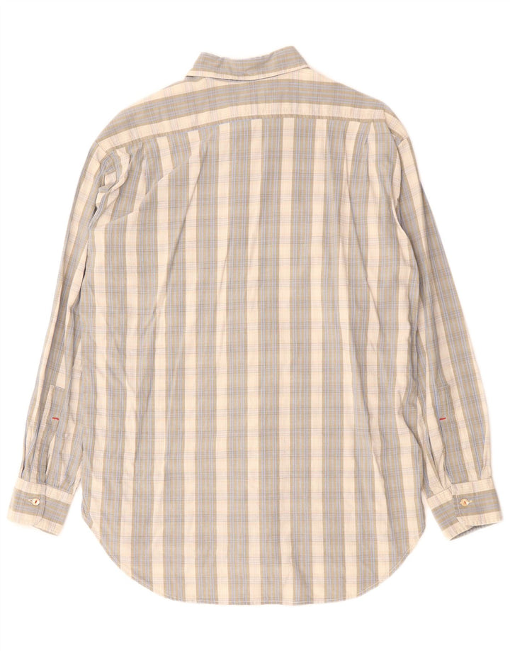 REPLAY Camisa Hombre Grande Gris Cuadros Algodón