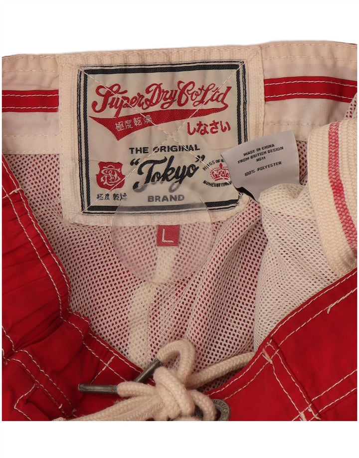 Superdry Shorts De Natación Gráficos Para Hombre Poliéster Rojo Grande