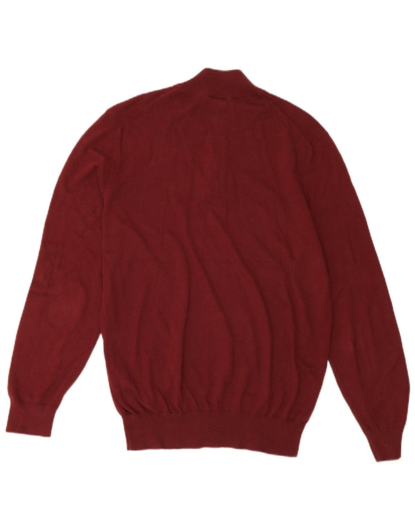 Hugo Boss Jersey con cuello y cremallera para hombre, suéter grande de algodón burdeos