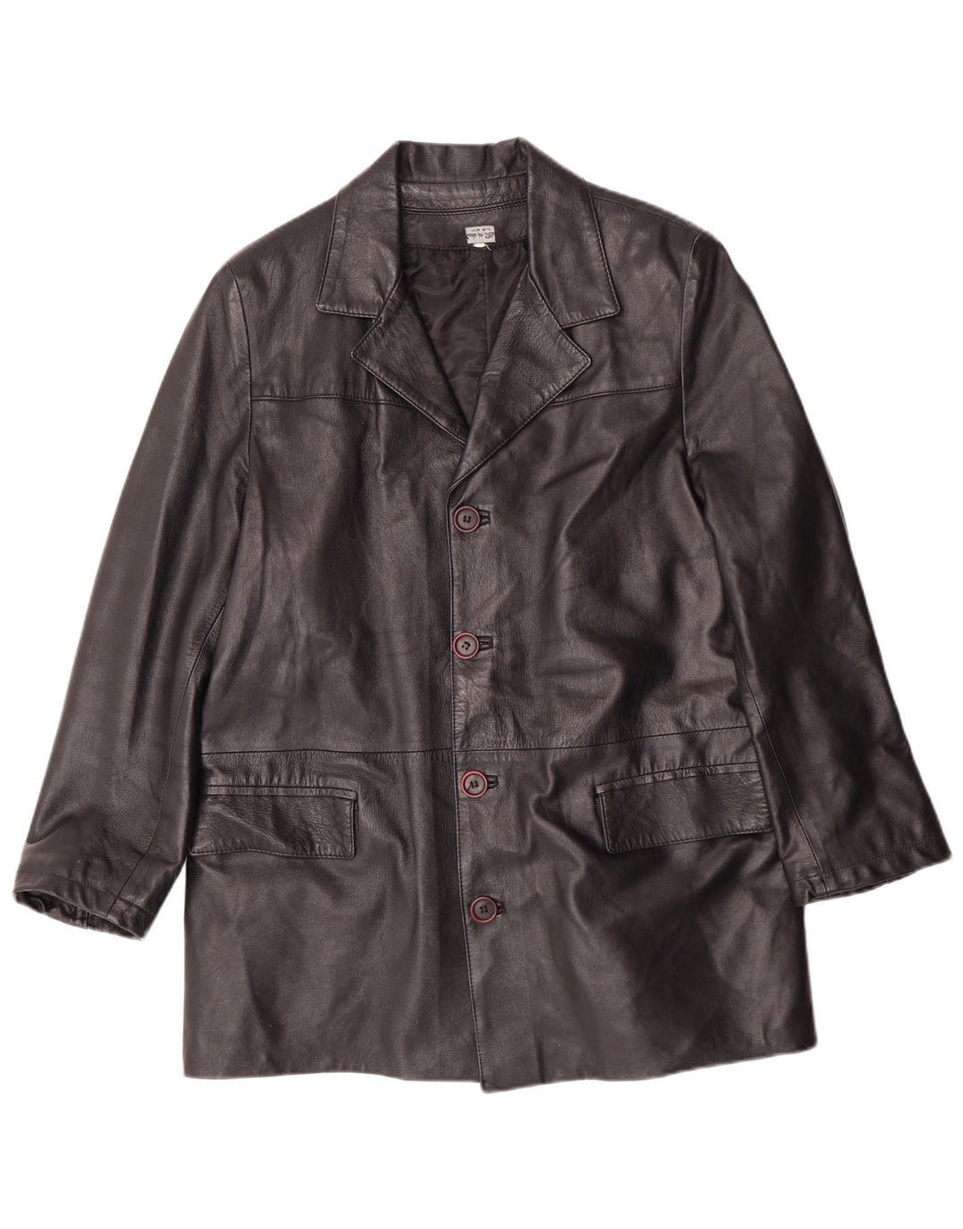 Vintage hombres chaqueta de cuero Reino Unido 38 medio negro cuero clásico