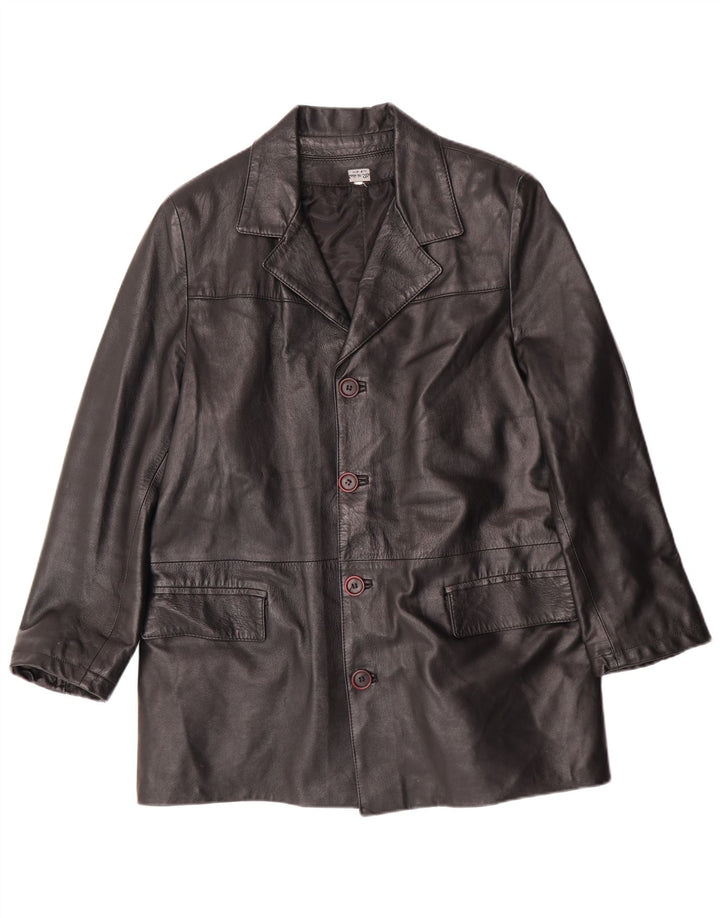 Vintage hombres chaqueta de cuero Reino Unido 38 medio negro cuero clásico