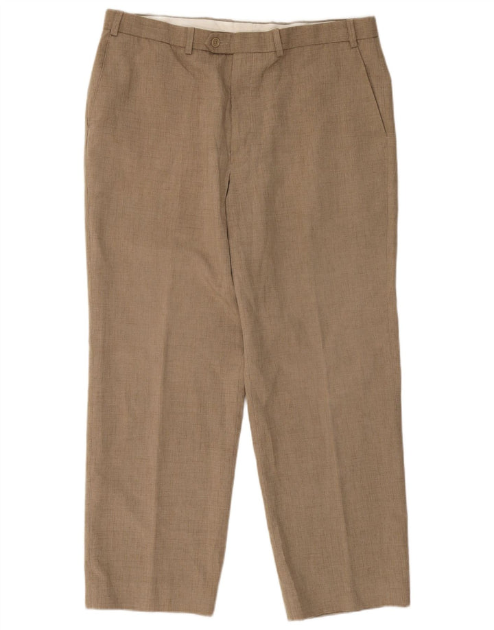 Marks & Spencer Pantalón de traje recto para hombre W38 L27 Poliéster beige