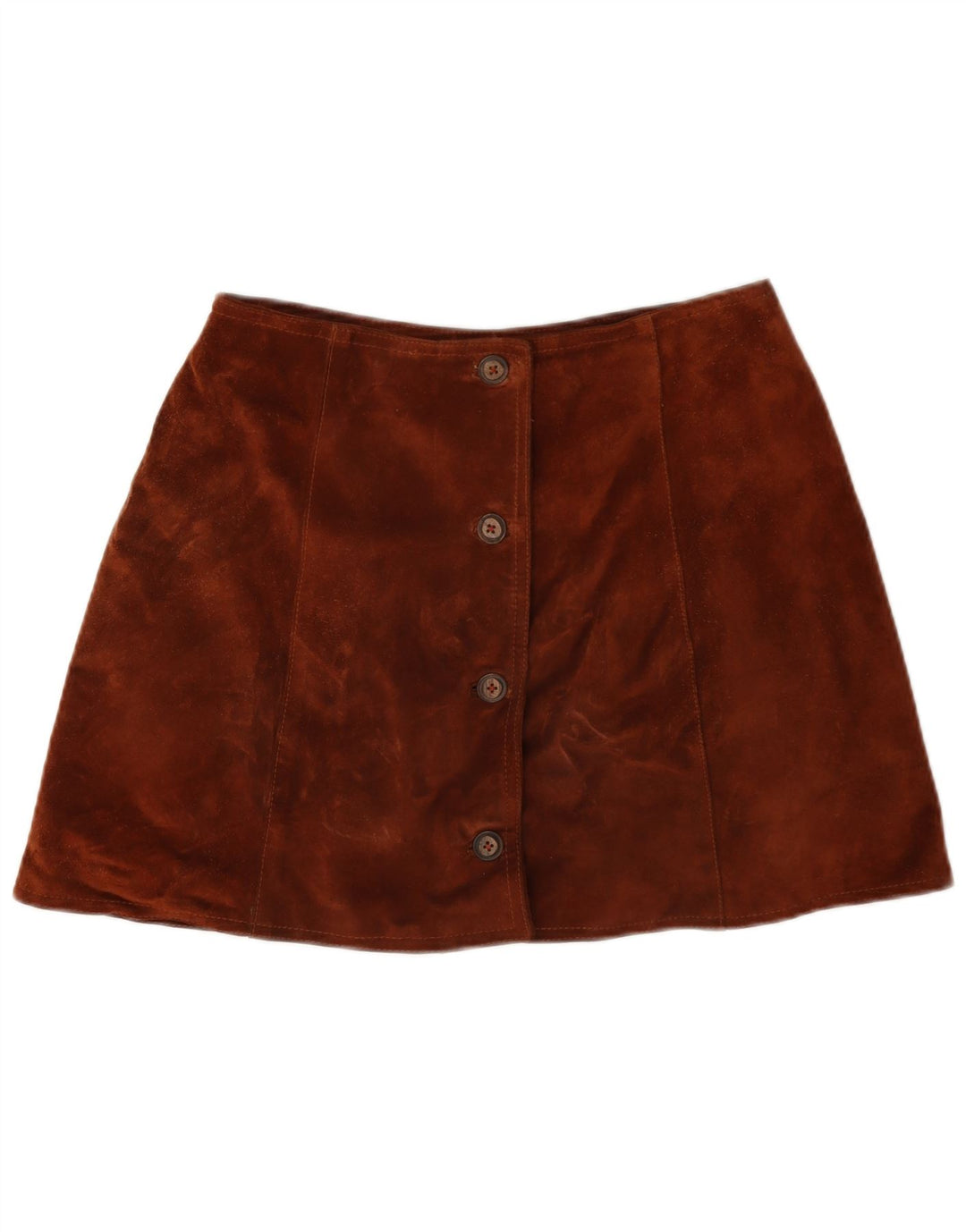 Vintage mujer ante mini falda W28 marrón medio