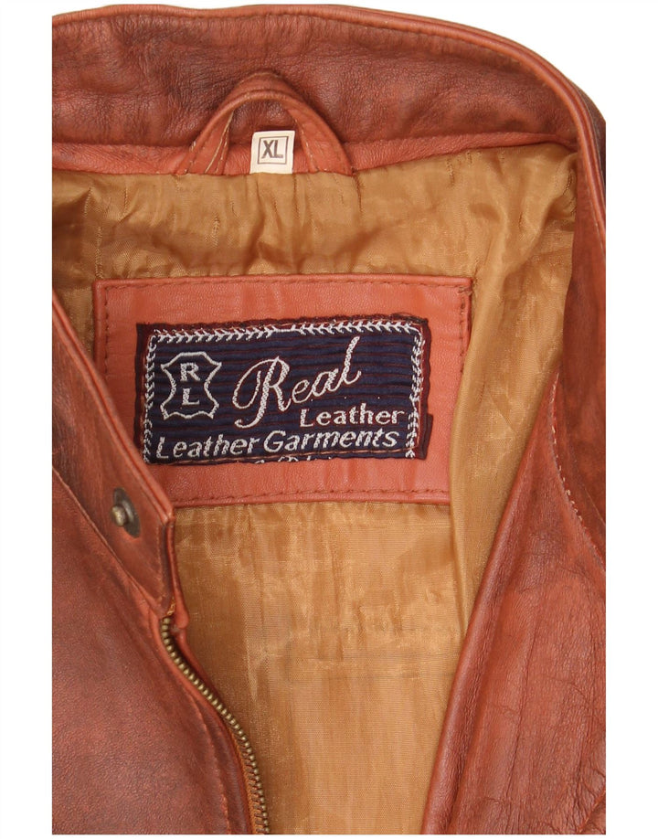 Vintage Mujer Reino Unido 18 XL Cuero Marrón
