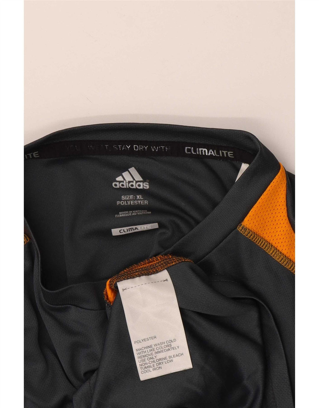 Adidas Hombre Climalite Camiseta Top XL Gris Colorblock Poliéster