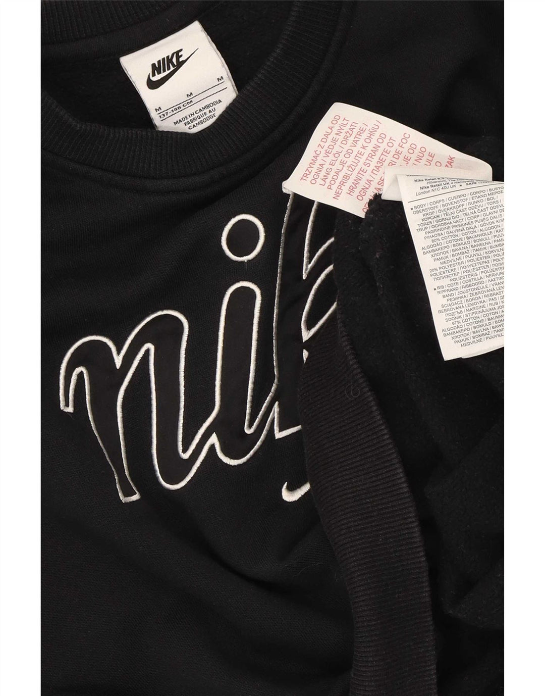 Nike - Sudadera corta extragrande para niñas de 10 a 11 años, talla mediana, color negro