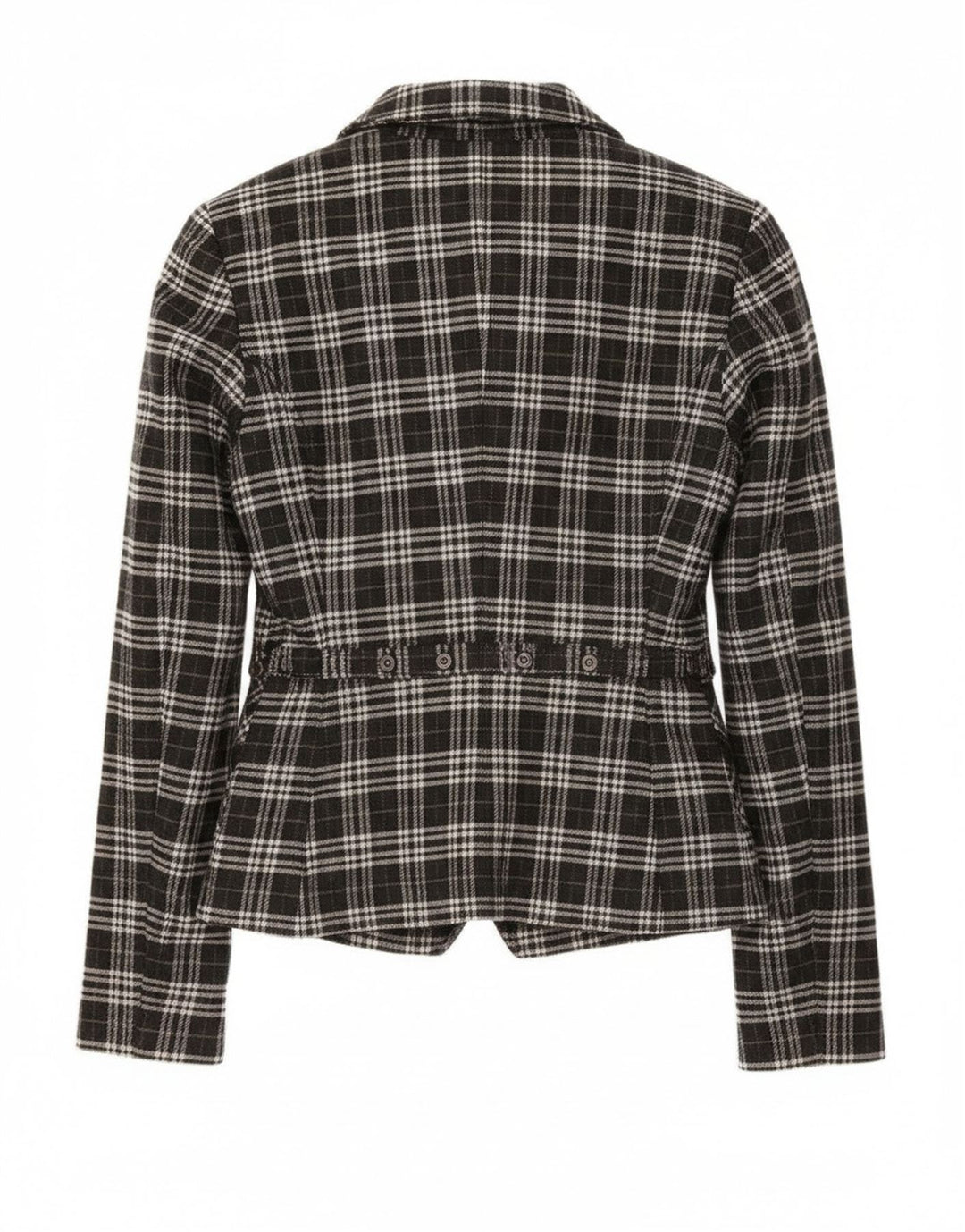 Roccobarocco Chaqueta Blazer De 2 Botones Para Mujer IT 44 Algodón A Cuadros Negro Mediano