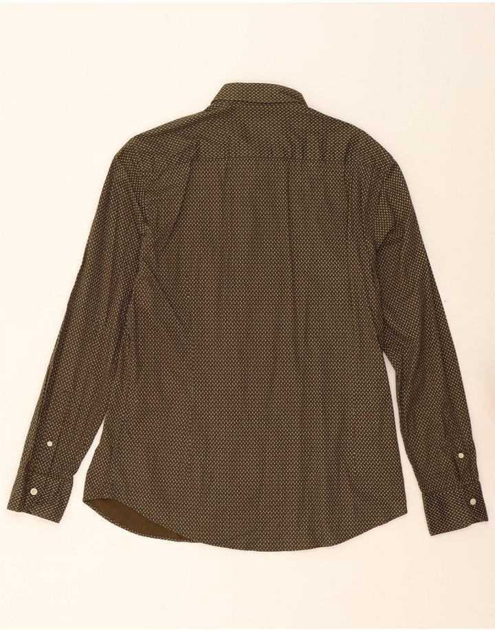 MASSIMO DUTTI Mens Abstract Pattern Shirt Large Khaki Cotton Vintage Massimo Dutti and Second-Hand Massimo Dutti from Messina Hembry 