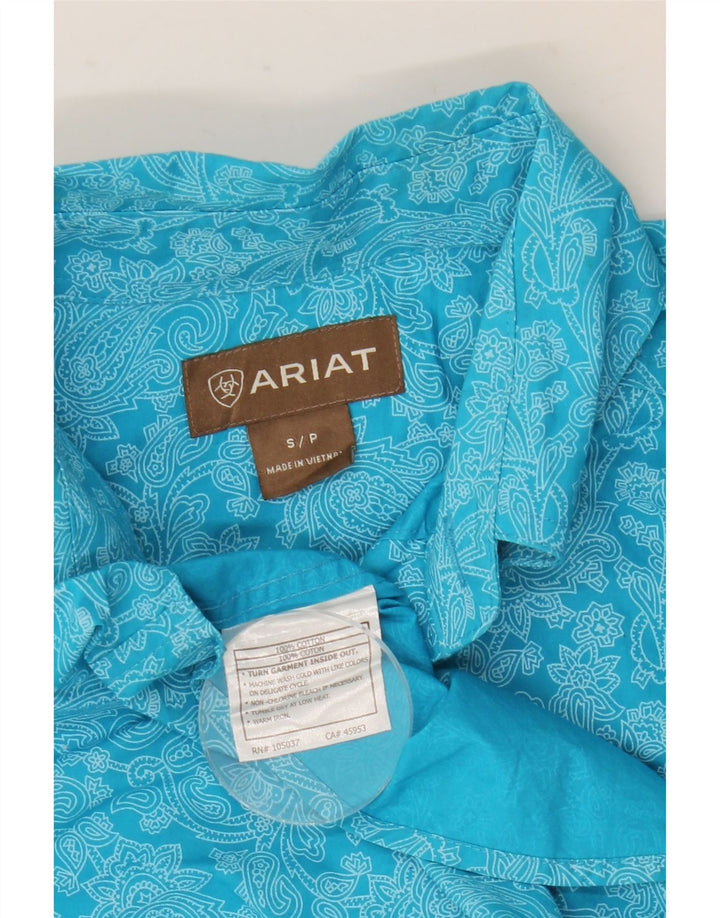Camisa Ariat Hombre Small Azul Paisley Algodón
