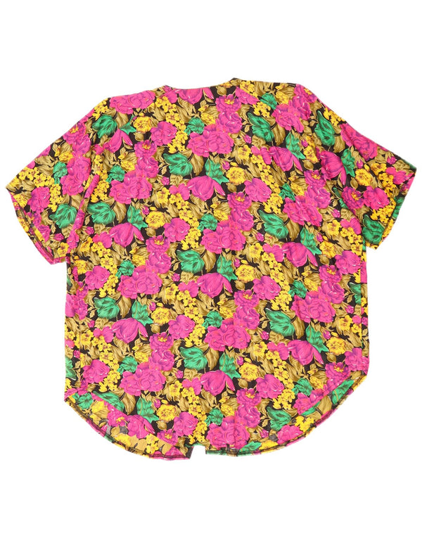 VINTAGE Blusa de camisa de gran tamaño para mujer Reino Unido 22 3XL Multicolor Floral