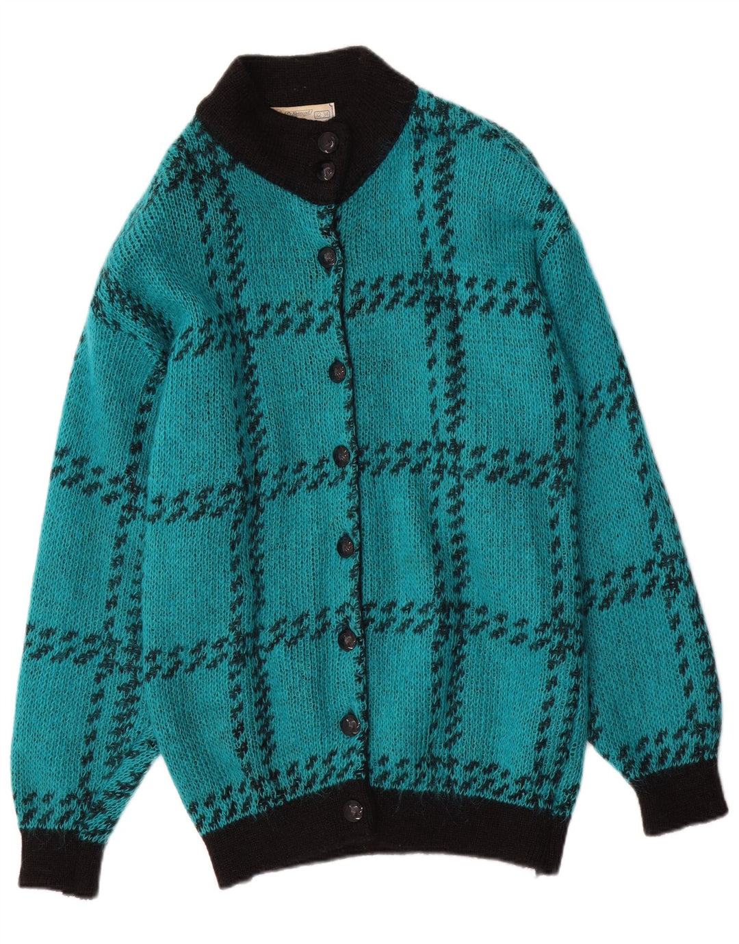 St. Bernard Mujer Cardigan Suéter Reino Unido 10/12 Medio Turquesa Houndstooth