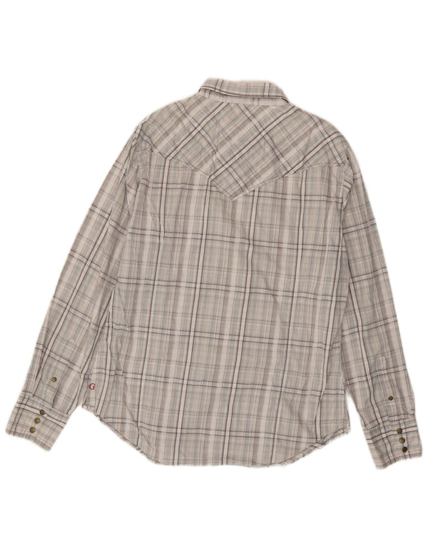 Camisa Guess Hombre Grande Gris A Cuadros De Algodón