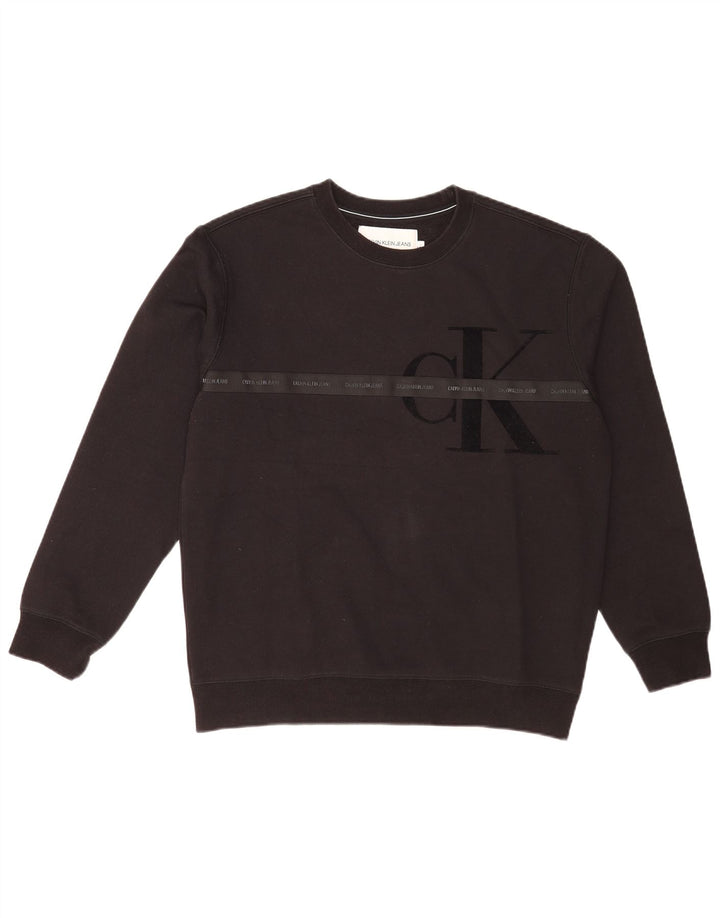 Calvin Klein Jeans Hombre Gráfico Regular Fit Sudadera Jumper Grande Negro