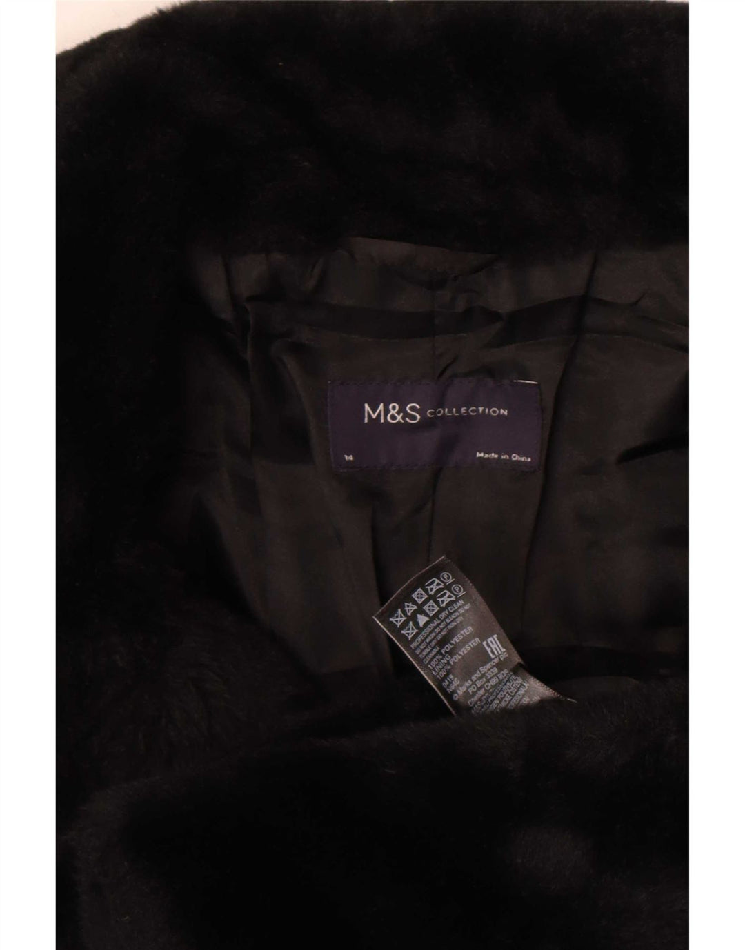 Marks & Spencer Chaqueta de piel sintética para mujer UK 44 Poliéster negro mediano