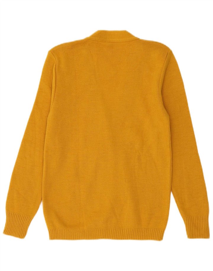 VINTAGE Suéter cárdigan de mujer IT 40/42 Acrílico amarillo pequeño
