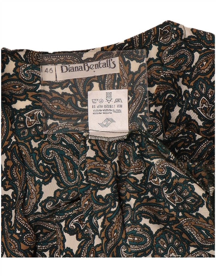 DIANA BENTALLS Blusa camisera para mujer IT 46 Grande Marrón Paisley Poliéster