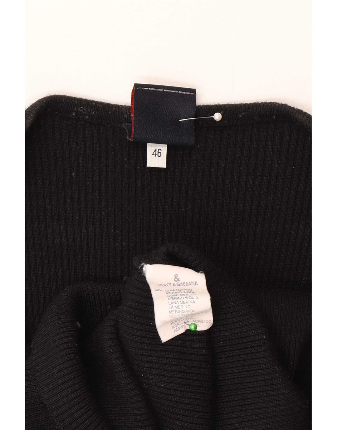 Dolce & Gabbana Top Mujer Manga Larga IT 46 Lana Merino Negra Grande