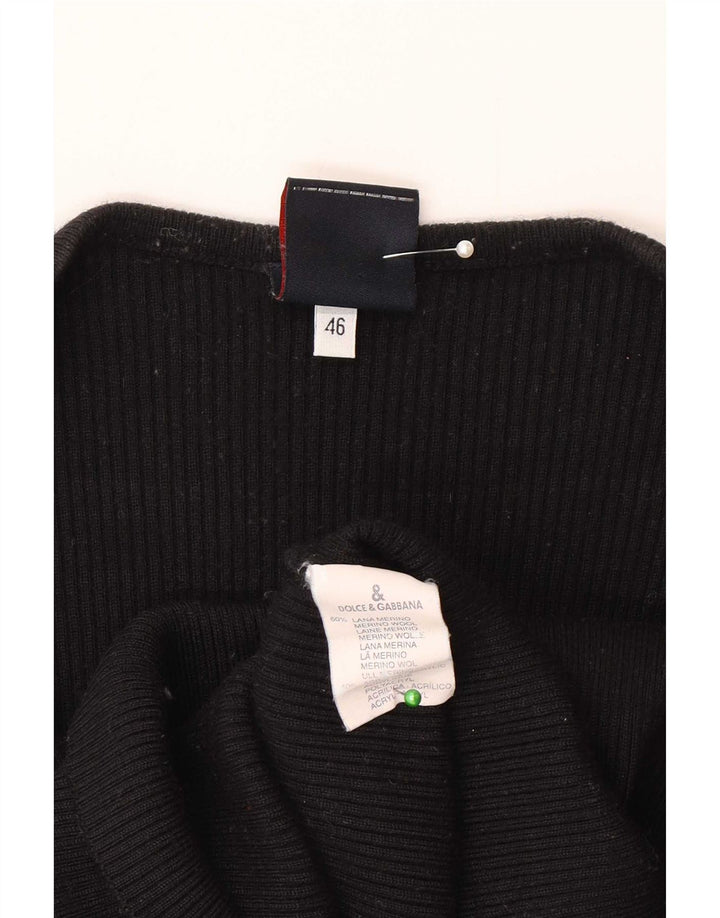 Dolce & Gabbana Top Mujer Manga Larga IT 46 Lana Merino Negra Grande