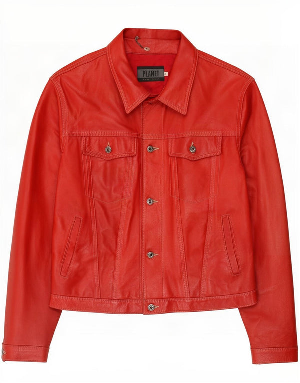 Planet Chaqueta de cuero para hombre IT 54 2XL Rojo