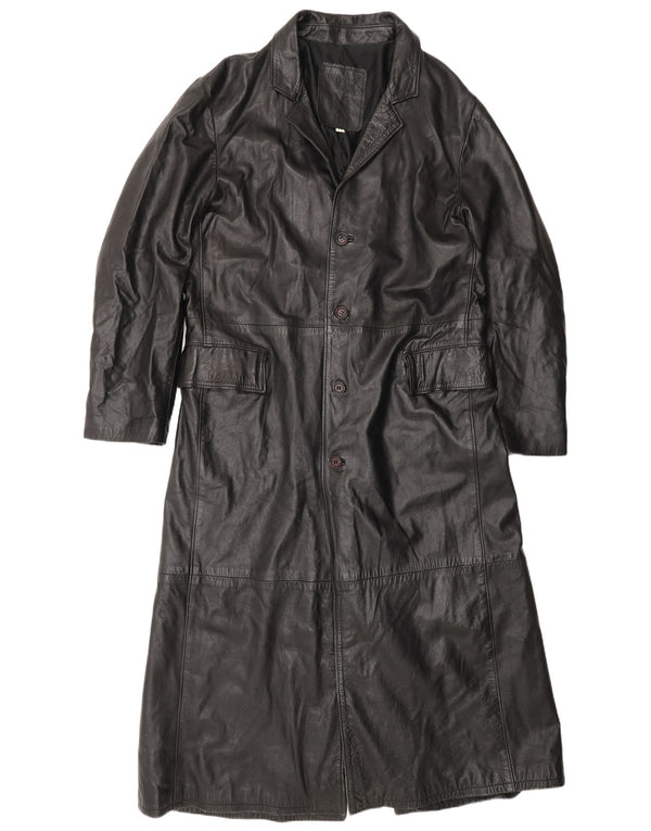 Wake Abrigo de cuero para mujer UK 22 3XL Cuero negro