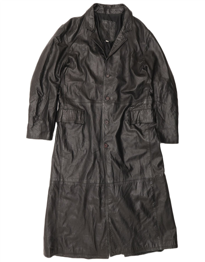 Wake Abrigo de cuero para mujer UK 22 3XL Cuero negro