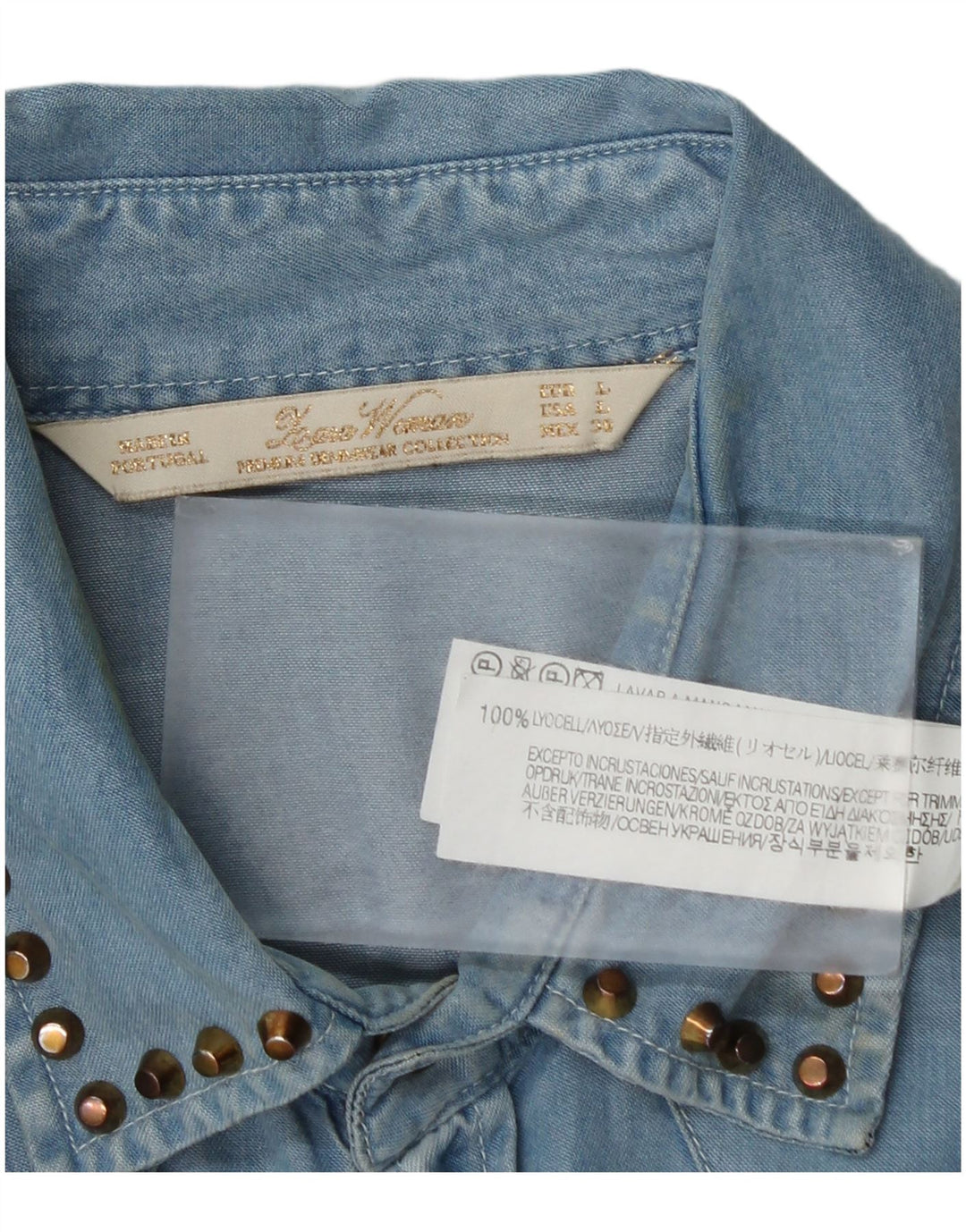 Zara Mujer Camisa Vaquera Reino Unido 46 Grande Azul Lyocell