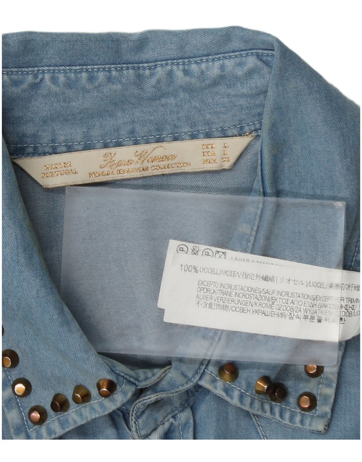 Zara Mujer Camisa Vaquera Reino Unido 46 Grande Azul Lyocell