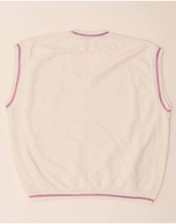 Vintage mujer chaleco camiseta sin mangas Reino Unido 18 XL algodón blanco