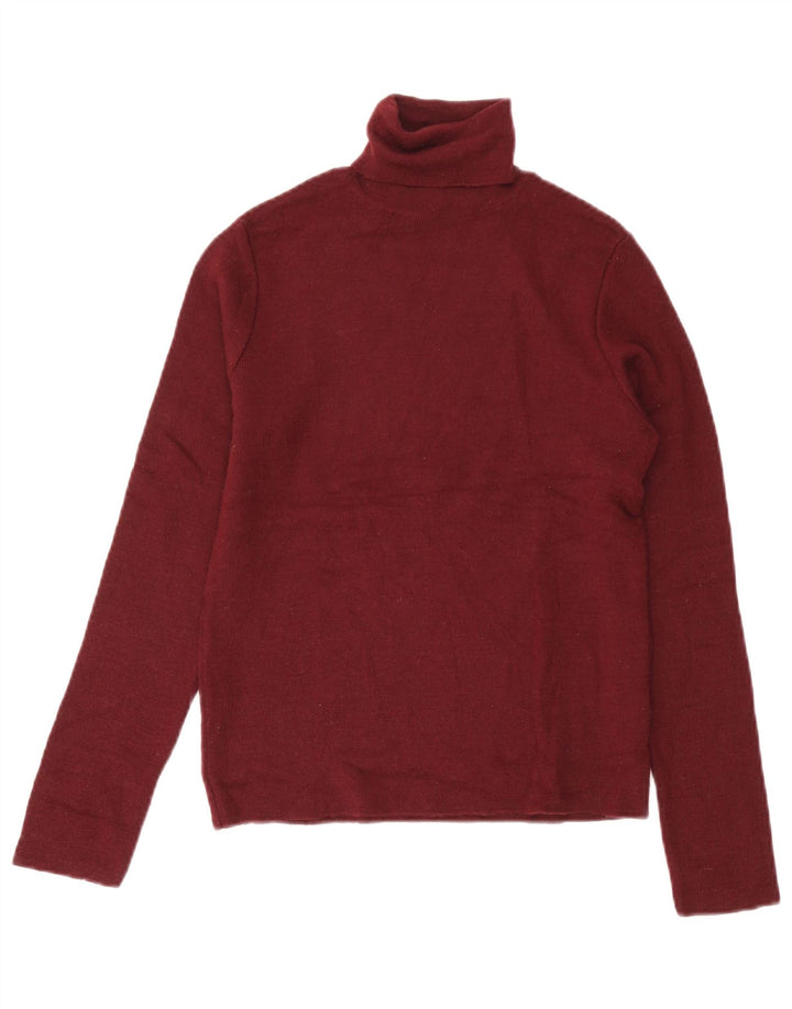 Zara - Jersey con cuello vuelto para mujer, talla 40, lana burdeos mediana