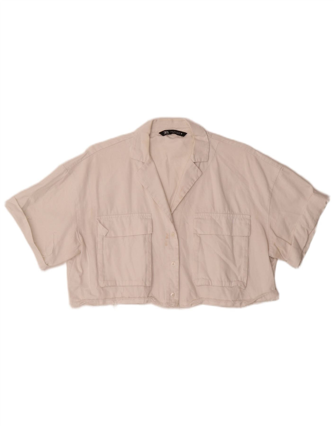 Zara Blusa de manga corta corta extragrande para mujer UK 44 Medium White
