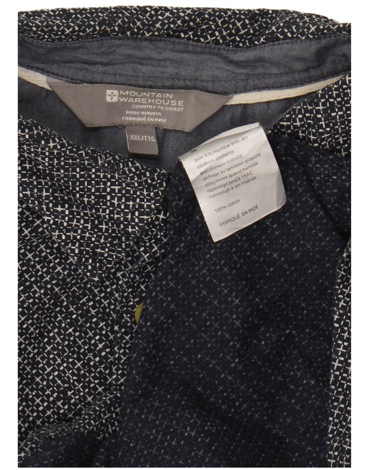 Mountain Warehouse Mens Short Sleeve Shirt 2XL Navy Blue Gingham Cotton