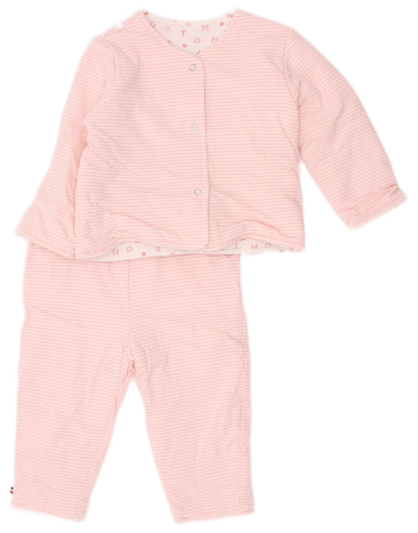 Tommy Hilfiger Chándal completo gráfico para bebés de 3 a 6 meses, color rosa a rayas