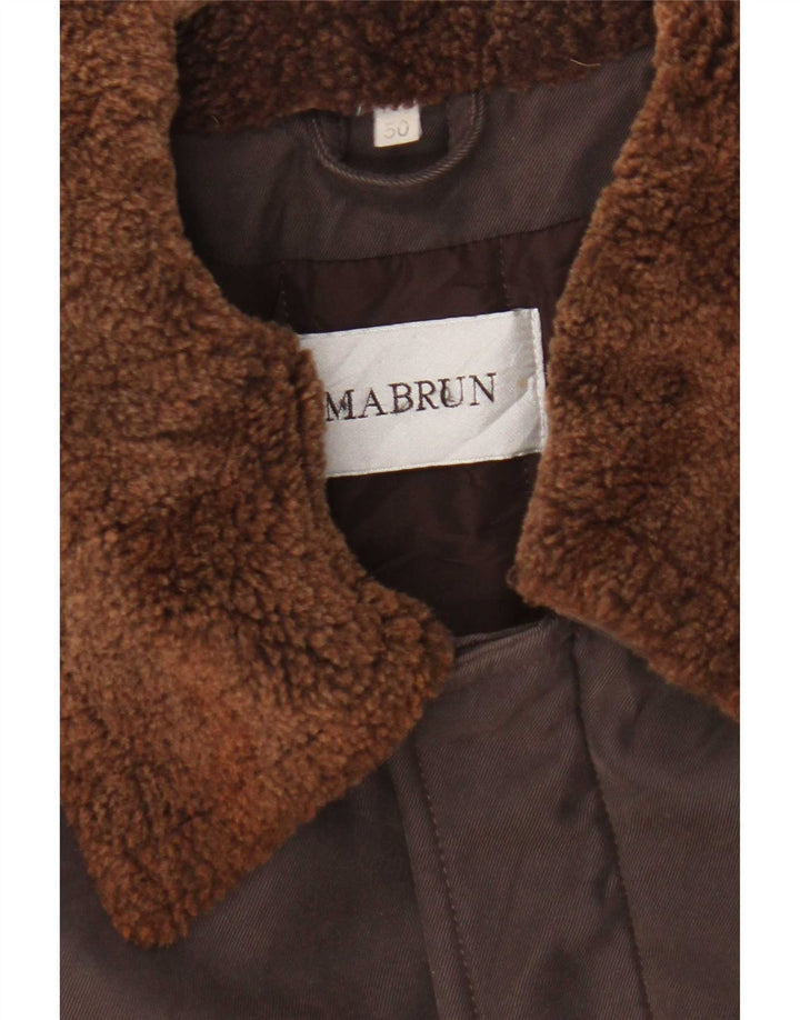 Mabrun Chaqueta Bomber para Hombre IT 50 Grande Poliéster Marrón