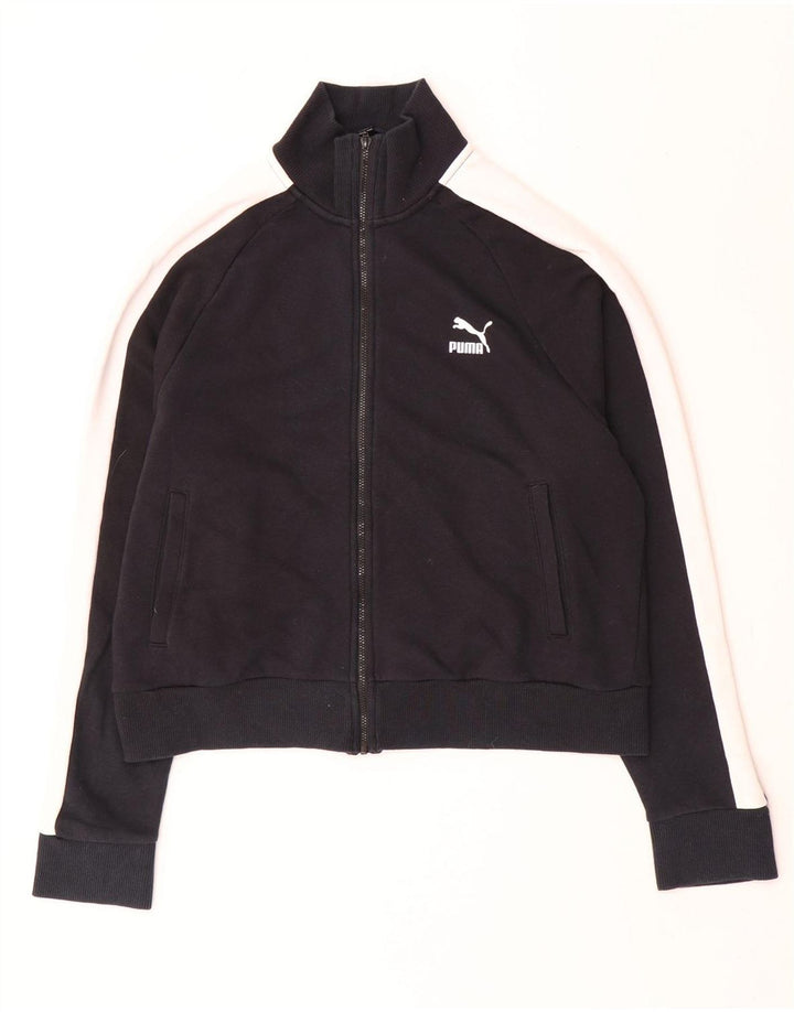 Puma Mujer Crop Chándal Top Chaqueta UK 40 Grande Negro Colorblock