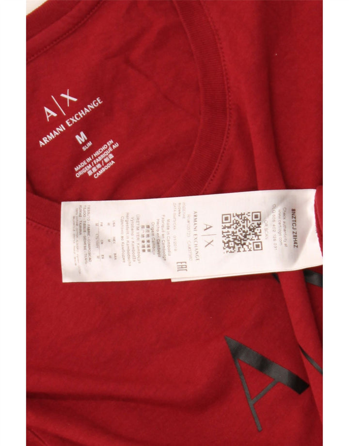 Armani Exchange Camiseta gráfica para hombre Top Medium Red Cotton