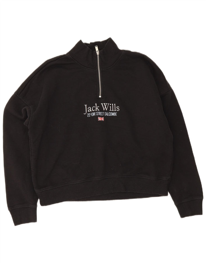 Jack Wills Sudadera con gráfico extragrande para mujer, talla 40, talla M, color negro