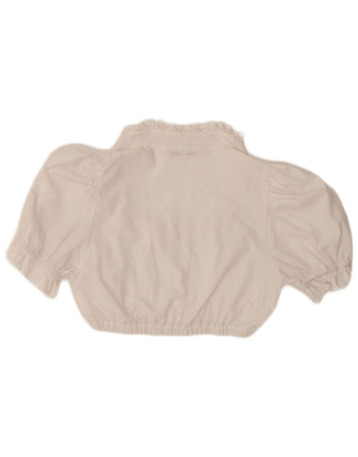 Country Blusa corta de manga corta para mujer Top EU 36 Small White Poliéster