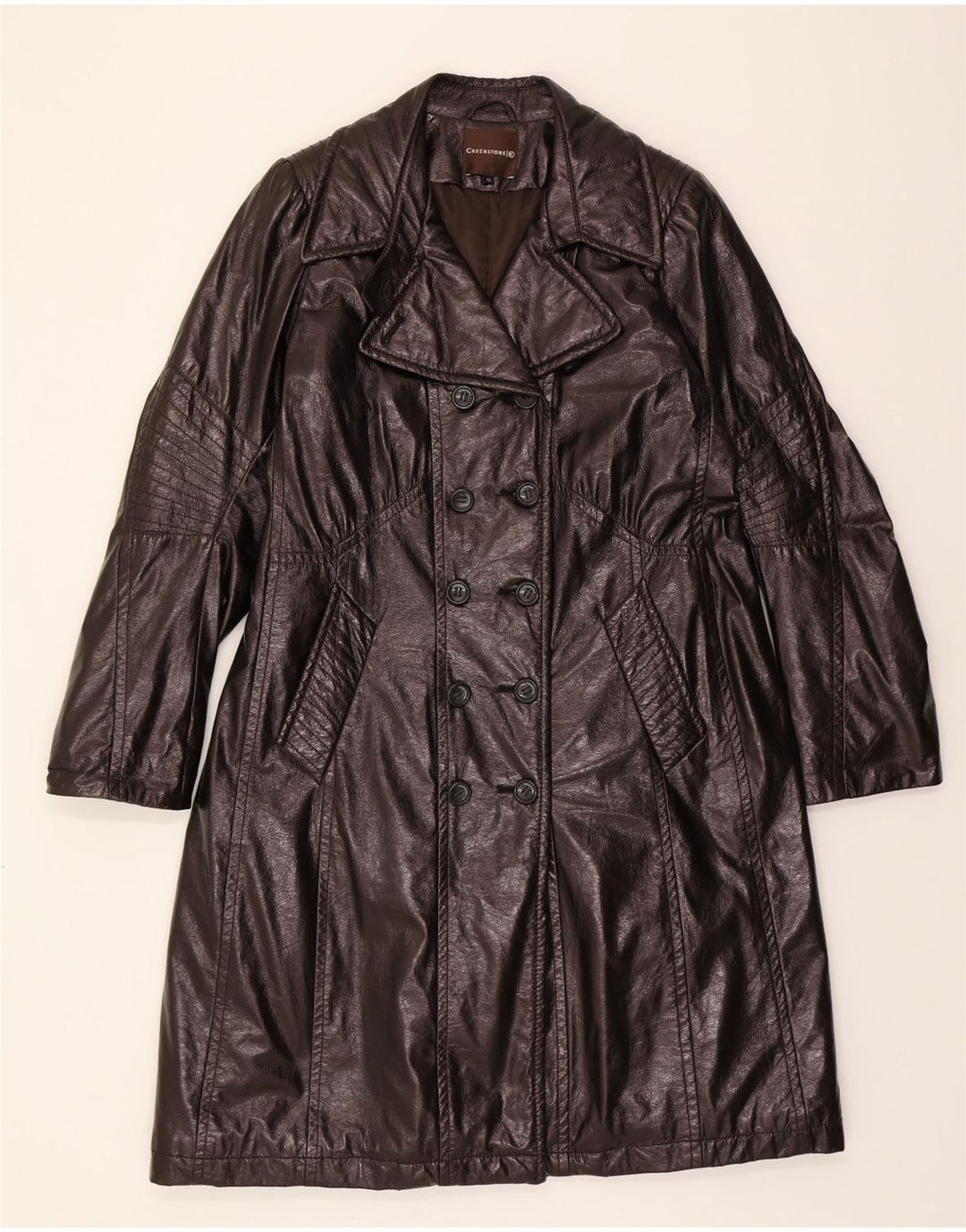 VINTAGE Womens Double Breasted Coat IT 46 Large Brown Polyester Vintage Vintage and Second-Hand Vintage from Messina Hembry 