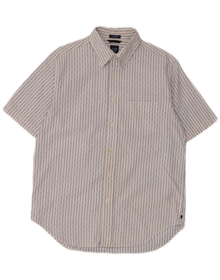 Camisa Gap Hombre Manga Corta Relaxed Fit Algodón A Rayas Blanco Mediano
