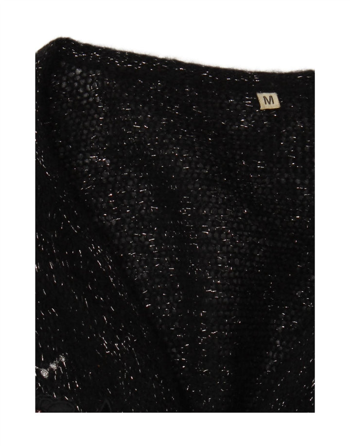 VINTAGE Womens Cardigan Sweater UK 14 Medium Black