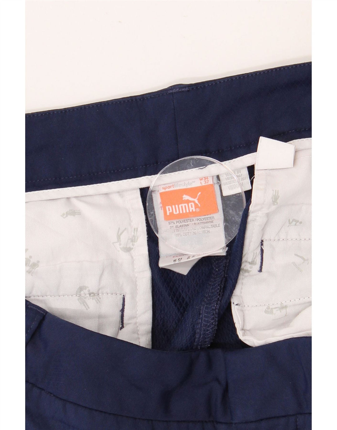 PUMA Pantalón chino ajustado para hombre W34 L32 Poliéster azul marino