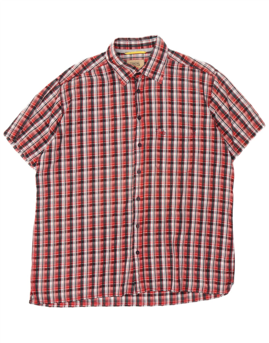 CAMEL ACTIVE Camisa Manga Corta Hombre XL Cuadros Rojo Algodón