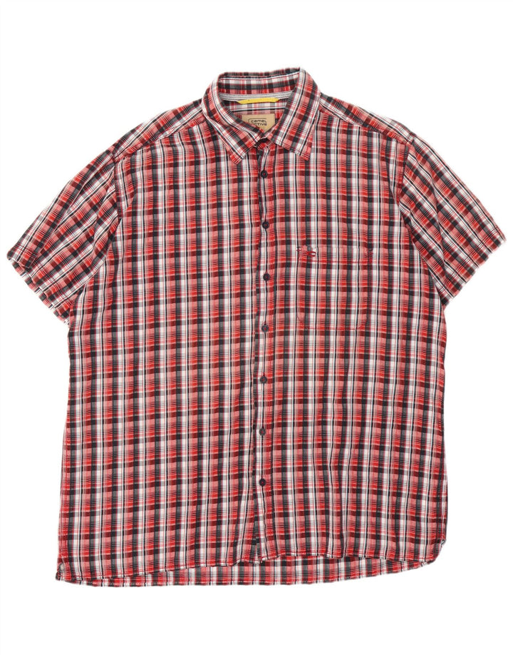 CAMEL ACTIVE Camisa Manga Corta Hombre XL Cuadros Rojo Algodón